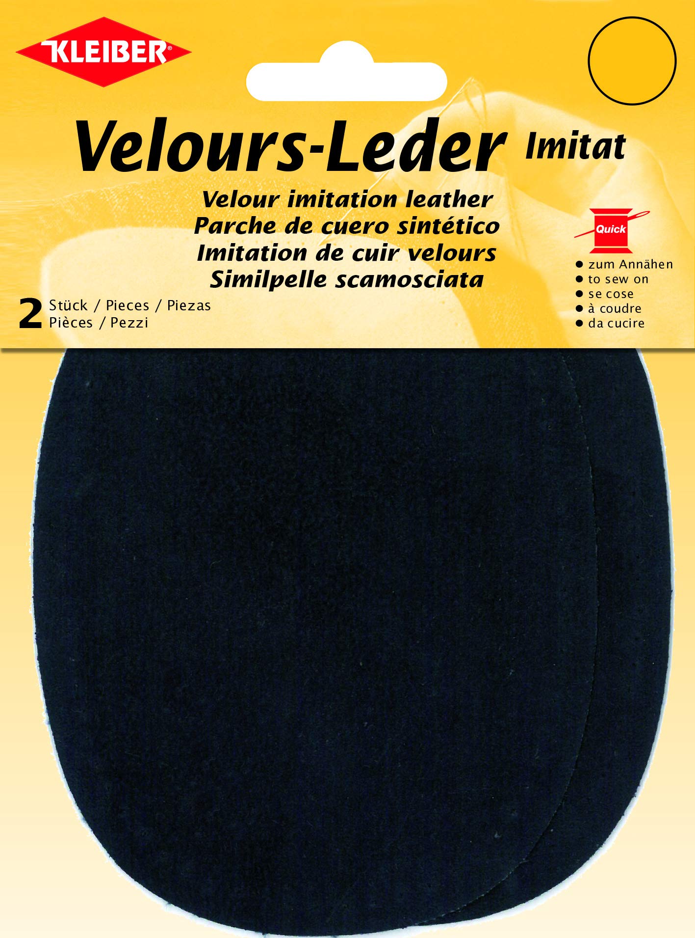 Kleiber Velour Imitation Leather Oval Patch, Dark Blue