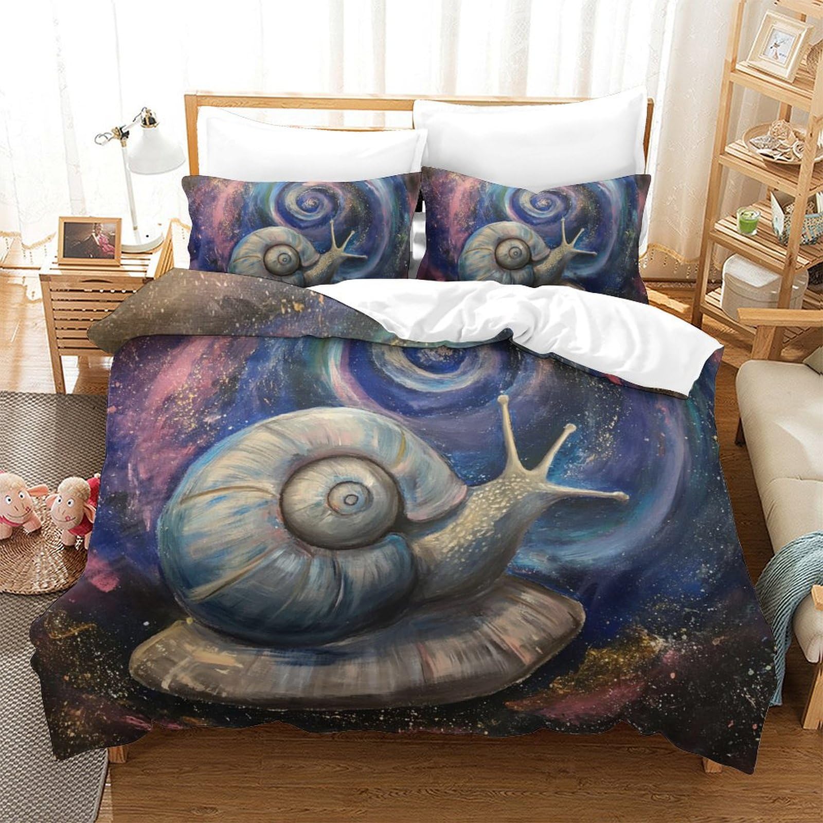 Housse de couette escargot mignon microfibre respirante finis les draps rêches au réveil