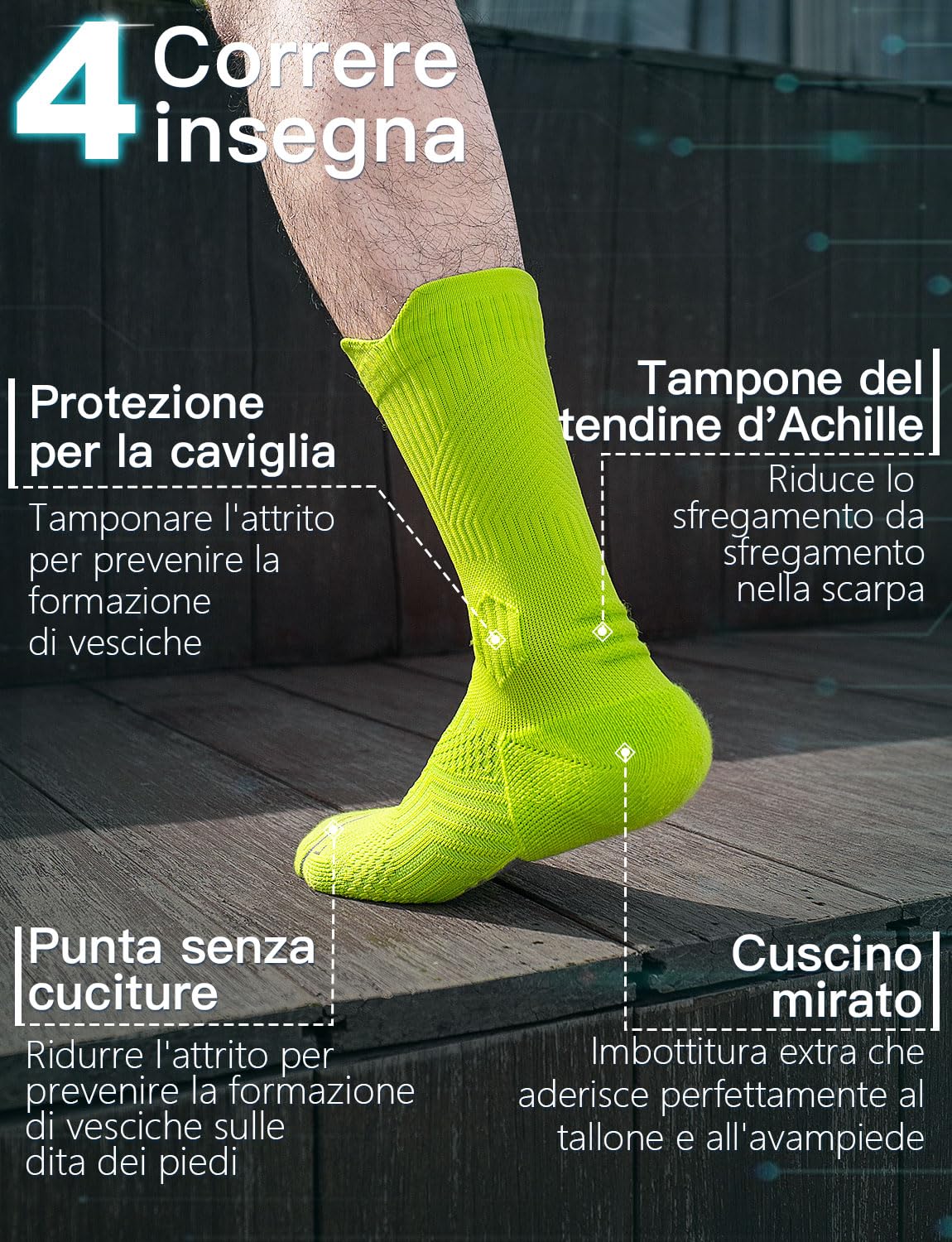 Juclise Bambù Coolmax Compressione Running Calzini Sportivi Trekking Allenamento