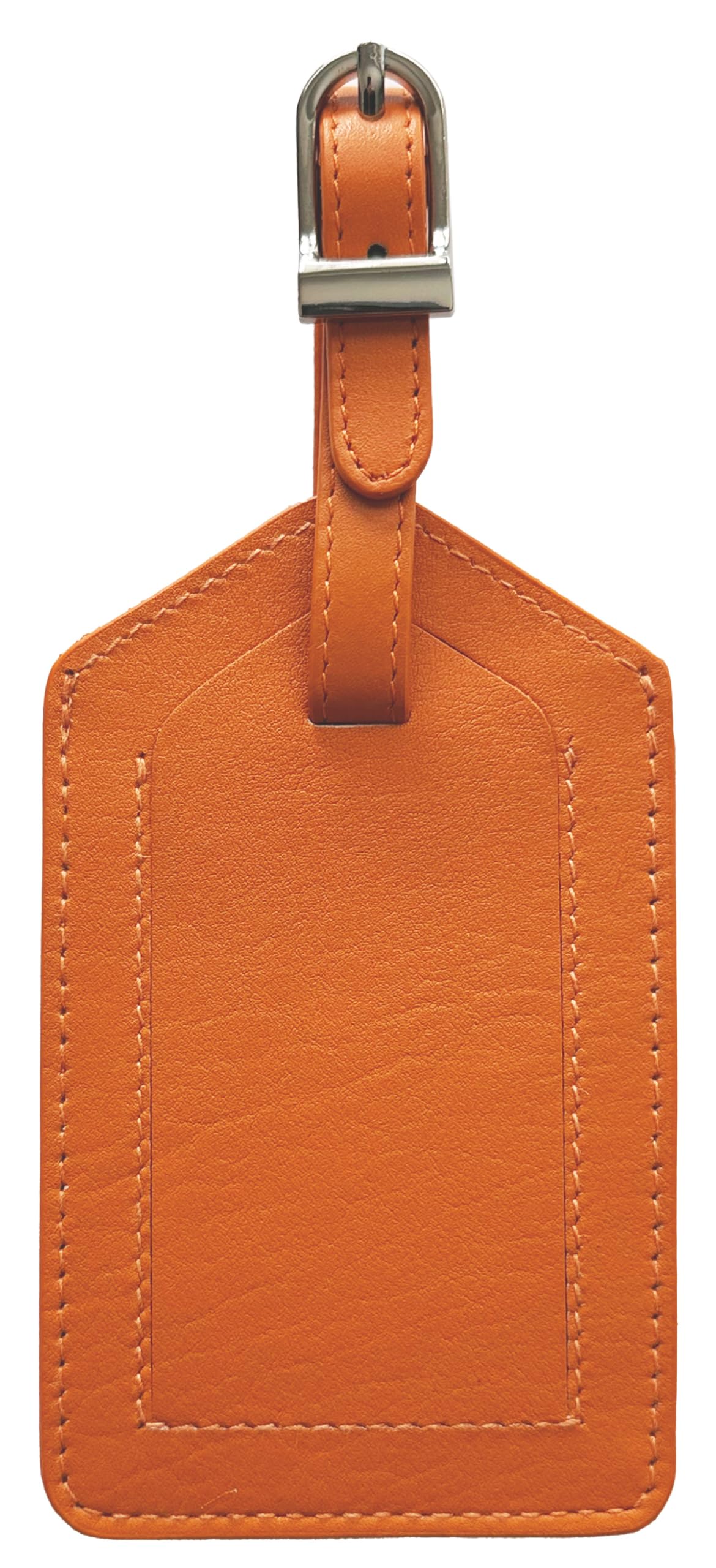 Bright Orange Genuine Top Grain Leather Luggage Tag