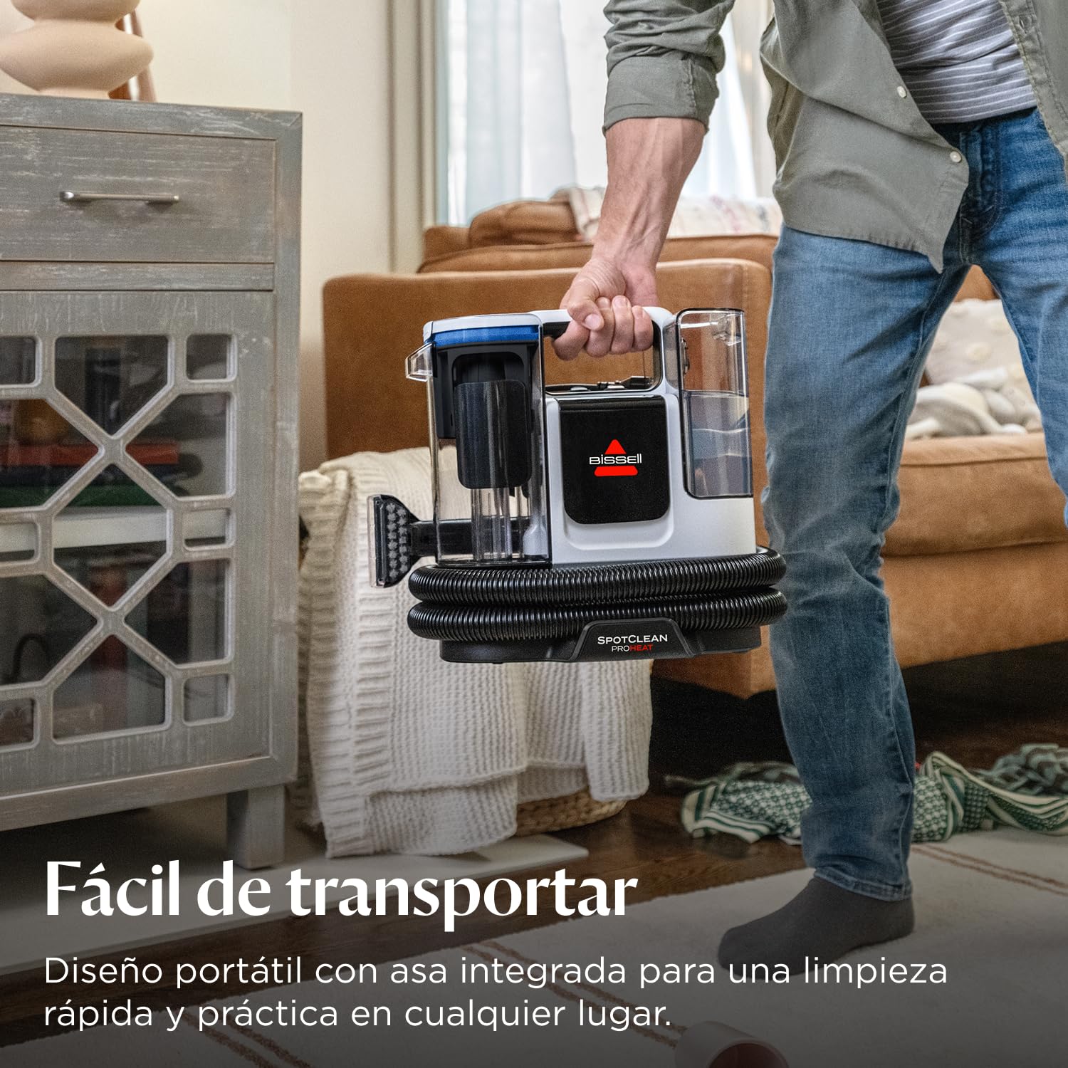 BISSELL SpotClean ProHeat Advanced, Aspiradora de agua tapiceria, limpia tapicerias multisuperficie compacta, Potente 1125W, Sistema triple limpieza profunda para manchas difíciles, Con cable, 3924N