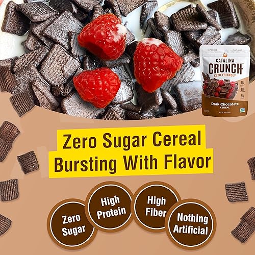 Miniatura 2 de Catalina Crunch Dark Chocolate - Cereal apto para dietas cetogénicas bajo en carbohidratos sin azúcar gluten ni granos snacks veganos de proteína