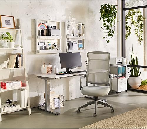 Miniatura 2 de Realspace Lenzer - Silla de oficina de malla con respaldo alto, gris, compatible con BIFMA