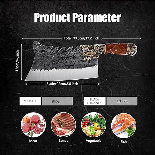 Miniatura 8 de ROCOCO Paquete de cuchillos de carne resistentes con cuchillo de carnicero para cortar carne al aire libre, barbacoa, camping, caza, regalo vikingo