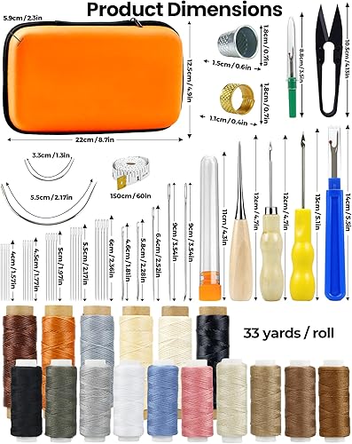 Miniatura 2 de Kit de reparación de tapicería de cuero PLANTIONAL - Kit de costura de 60 piezas con hilo encerado y de tapicería, aguja de ojo grande, 3 puntas de