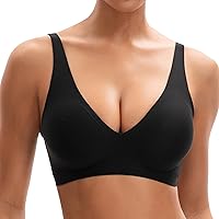 INNERSY Reggiseno Invisibile Nero Brassiere Donna Senza Ferretto Imbottito Intimo Push Up Comodo (L)
