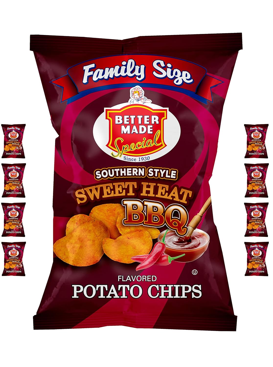 Better Made Special Potato Chips (8) x Bags 2.75oz Each (Pack of 8) (SWEET HEAT BBQ)