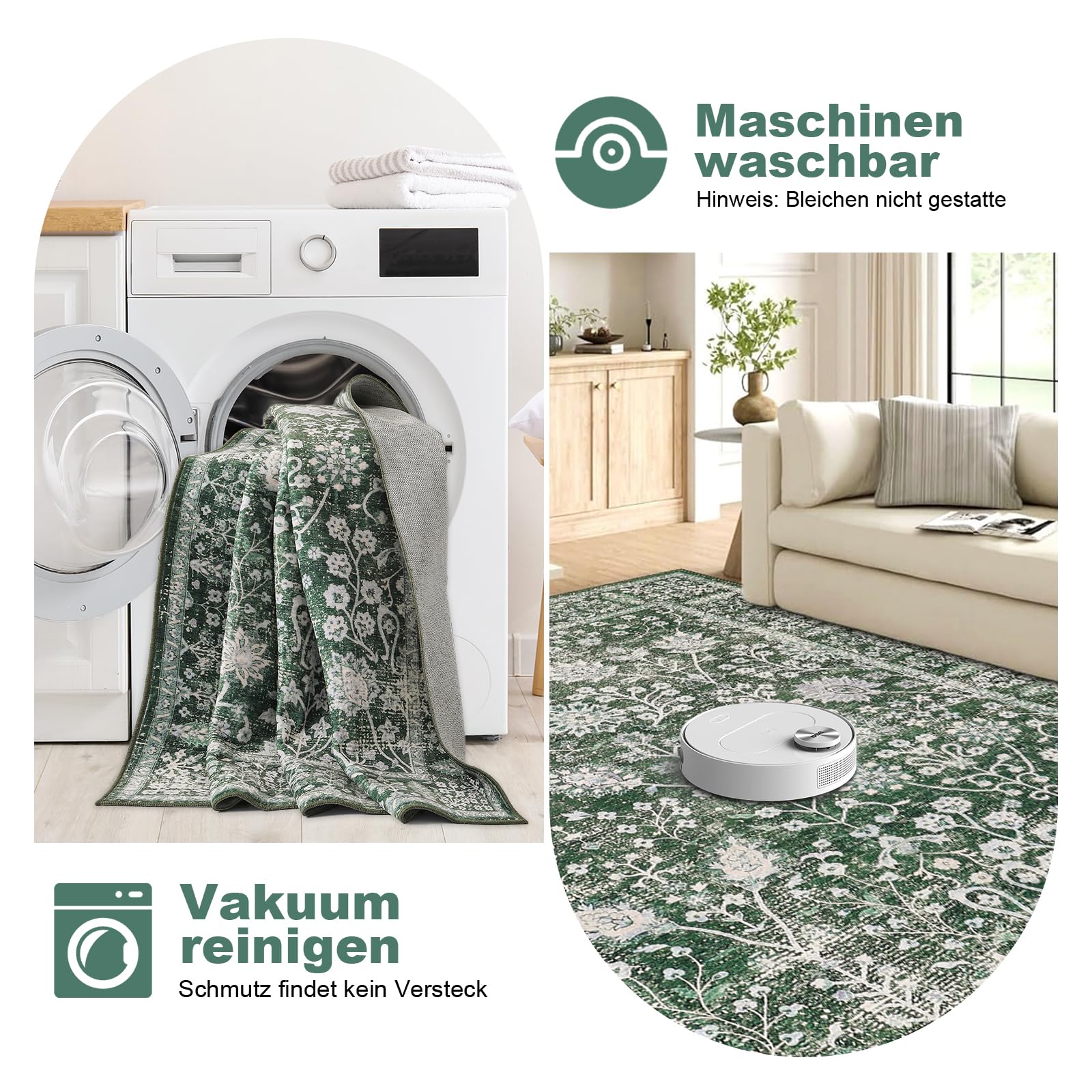Waschbarer Teppich Blumenmuster 160x230cm Blumen Boho,teppich wohnzimmer | Neutral Modern Rugs ,Waschbarer Teppiche Rutschfester Kurzflor Carpet für Schlafzimmer Esszimmer Büro