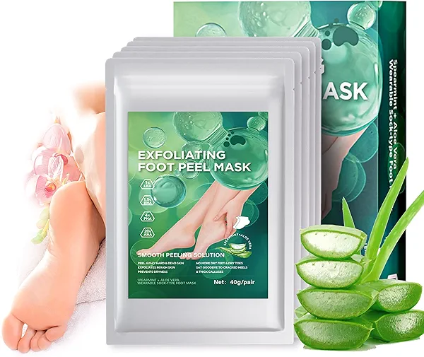 Dr.Pedi Foot Peeling Mask Exfoliating Foot Masks for Dry Dead Skin and Calluses Removal Aloe Vera Foot Spa Treatment for Soft Smooth Feet (5 Pairs)