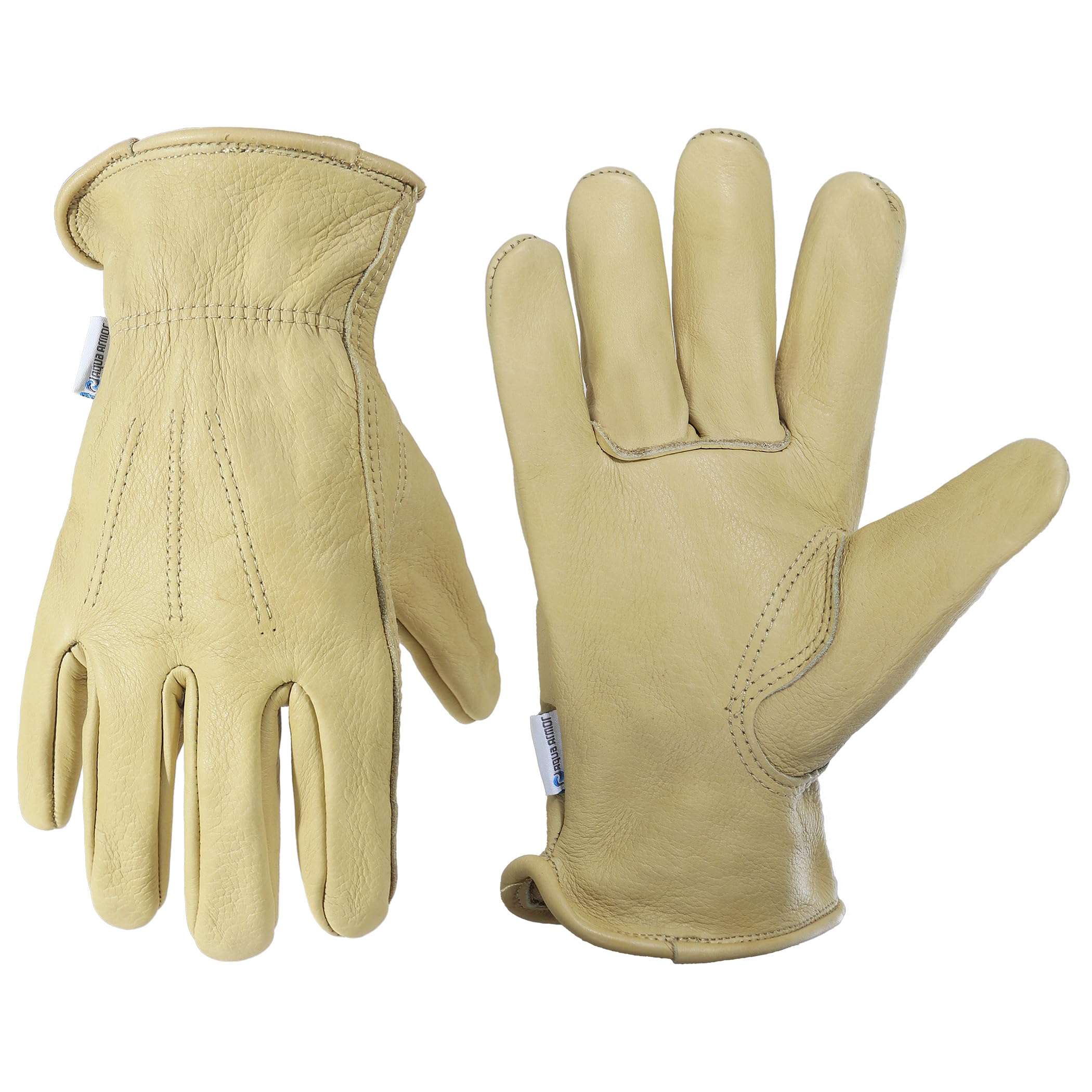 HANDLANDY Gardening Gloves for Men and Women Thorn Proof Water Resistant Leather Work Gloves Heavy Duty Comfortable Utility Garden Working Gloves Full Cowhide Medium Coffee