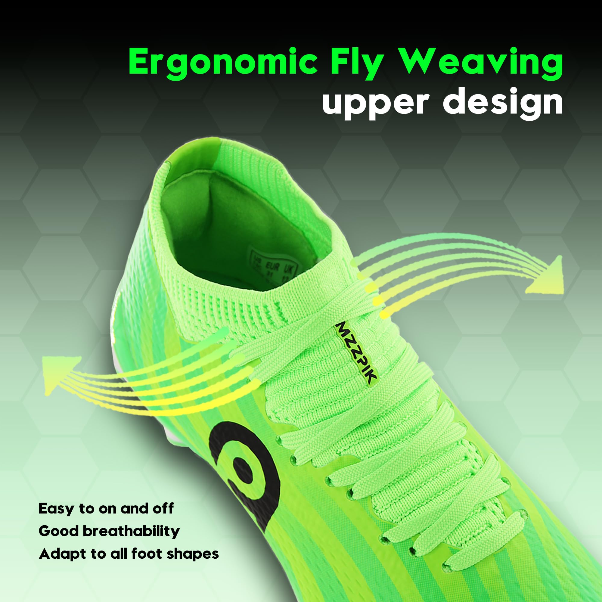 Kids Cleats Big/Little Kids Football Training Shoes for Youth Baseball Sneakers High Top Soccer Shoe FG Cleat for Kid Size 1 Color Green