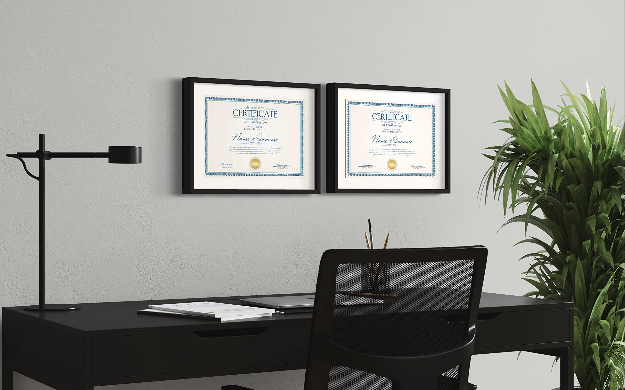 Cherry Glossy with Gold Trim Diploma Frame with Black Suede Matting (Used for 11x14 Vertical documents or certificates)