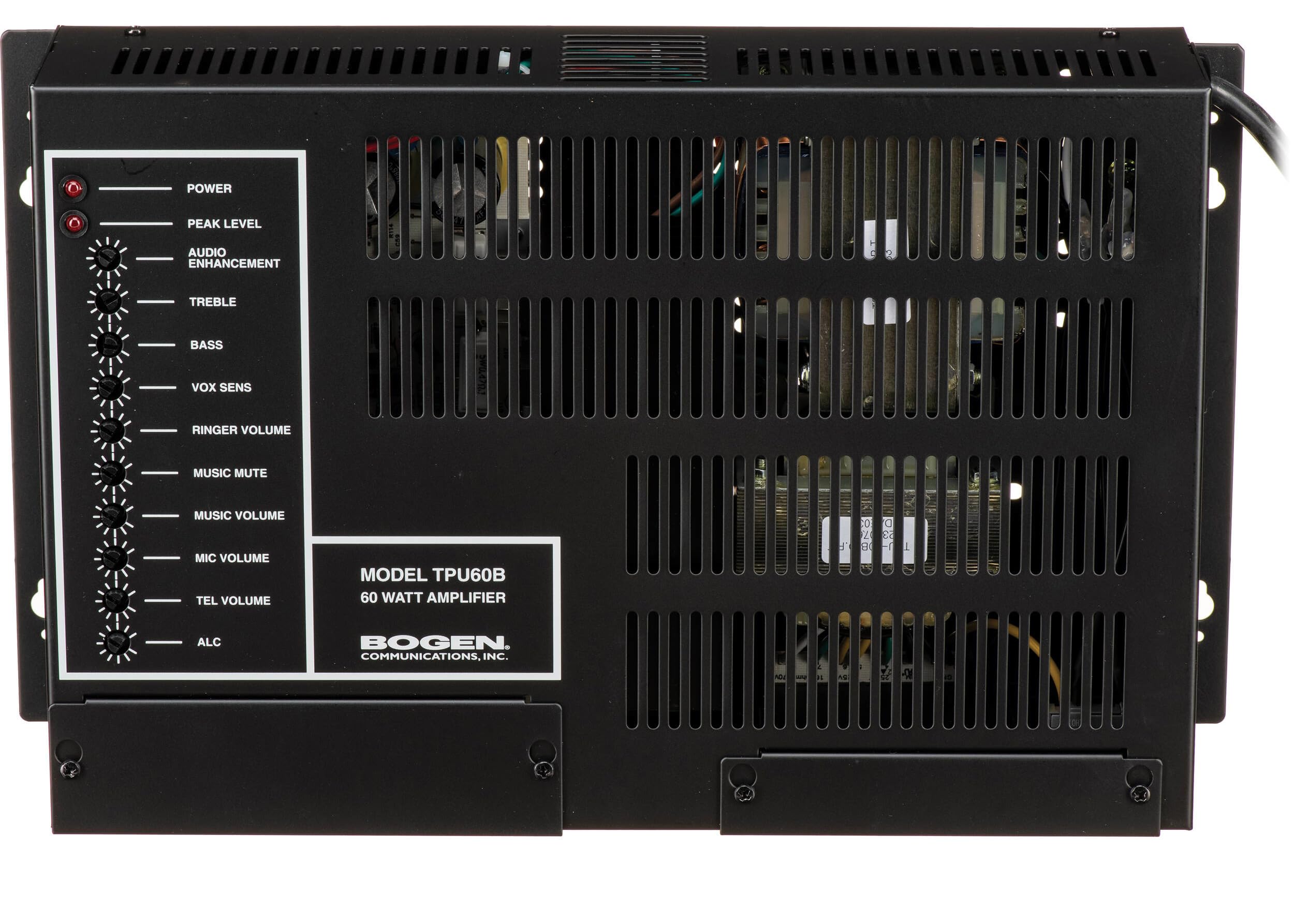 Bogen TPU60B Mixer Amplifier, 60 Watts, Microphone Input, Automatic Music Muting, Wall Mount, 70V 25V Output, Bass and Treble Tone Controls