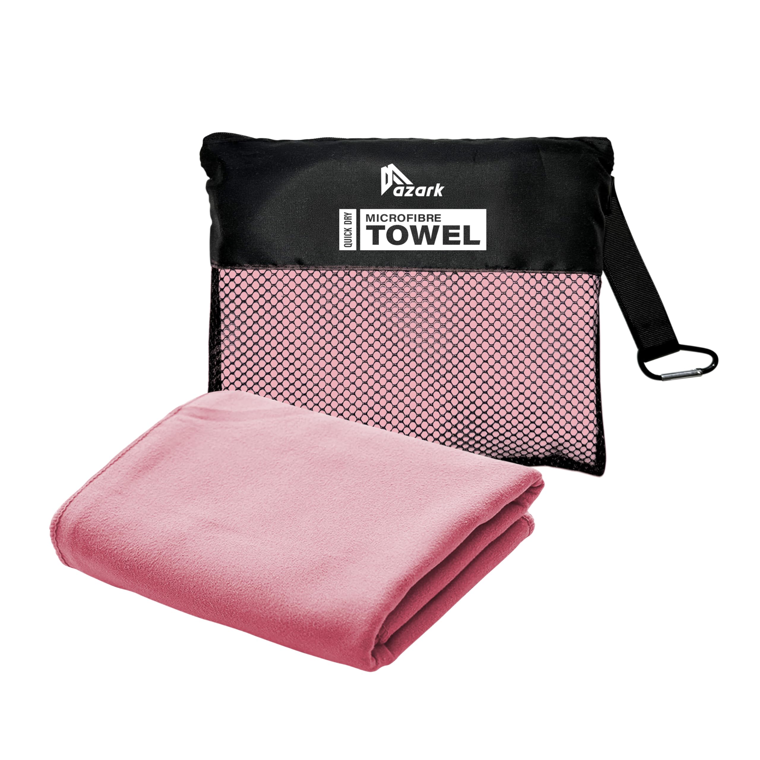azark Microfibre Towel – Quick Dry, Lightweight & Super Absorbent – Gym, Travel, Yoga, Camping & Beach – Soft & Durable – Multiple Sizes (Pink, XX Large)