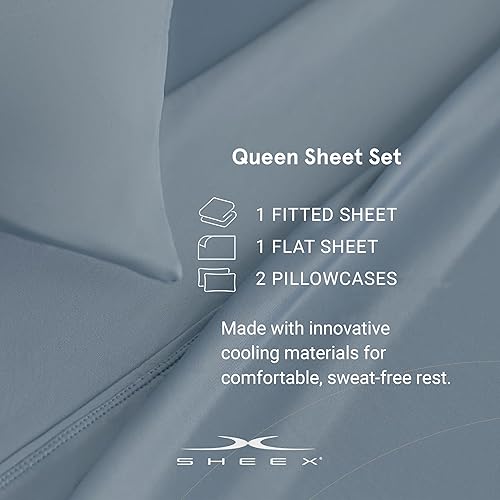 Miniatura 5 de SHEEX Juego de sábanas Active Comfort, cómodas sábanas refrescantes con 1 sábana encimera, 1 sábana bajera y 2 fundas de almohada King,