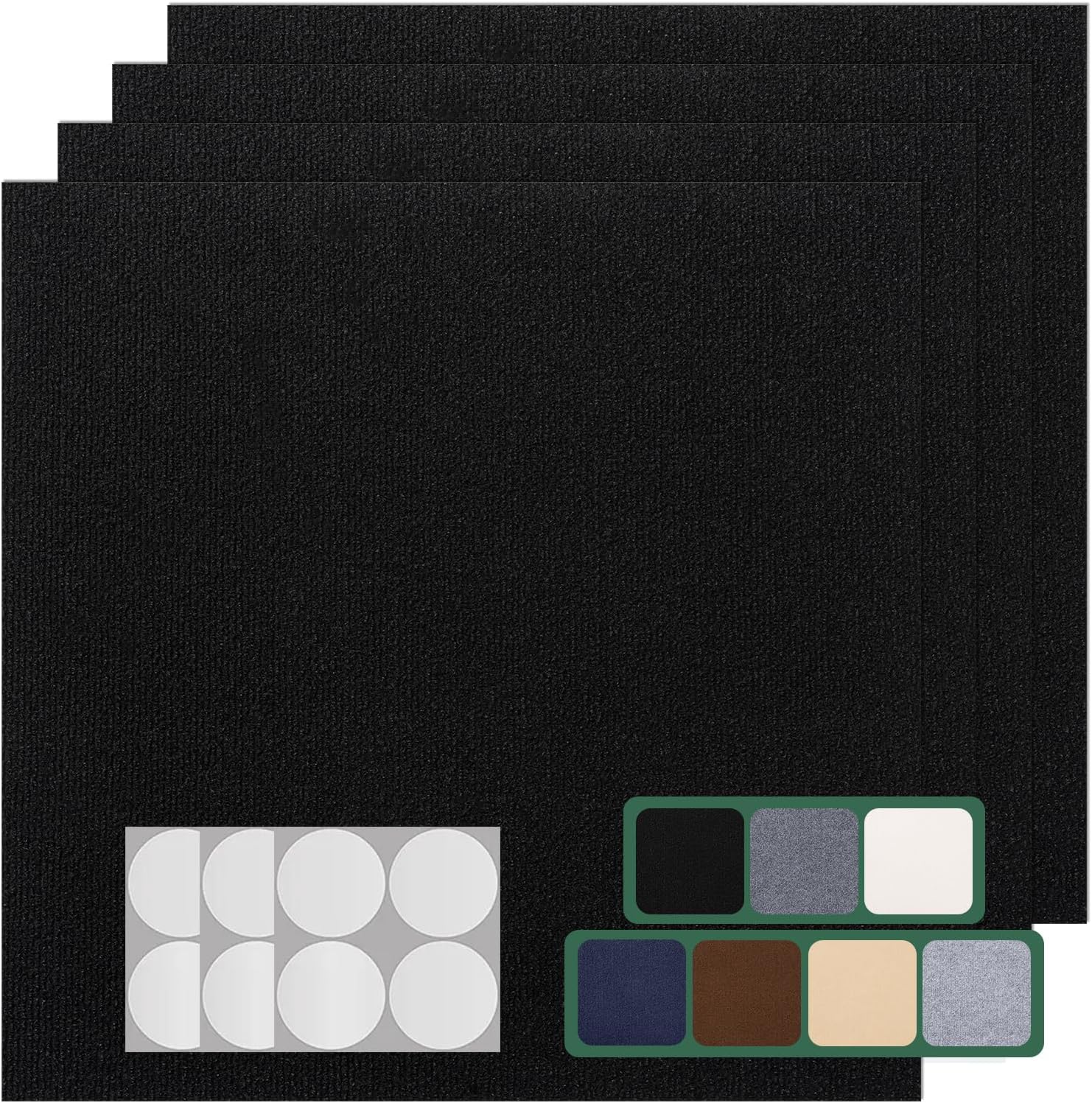 VallisCo 30 Pack Carpet Tile - 12” X 12” Self Adhesive Carpet Floor Tiles Anti-Slip Squares Peel and Stick Floor Tile DIY Installation for Bedroom (Black)