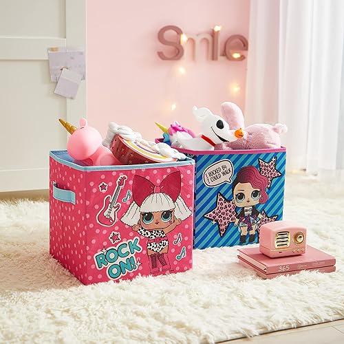 Miniatura 92 de Idea Nuova Disney Minnie Mouse - Juego de dos espaciosos cubos de almacenamiento plegables, 10 x 10 pulgadas, Minnie Mouse / rosa Tiburón bebé,Baby