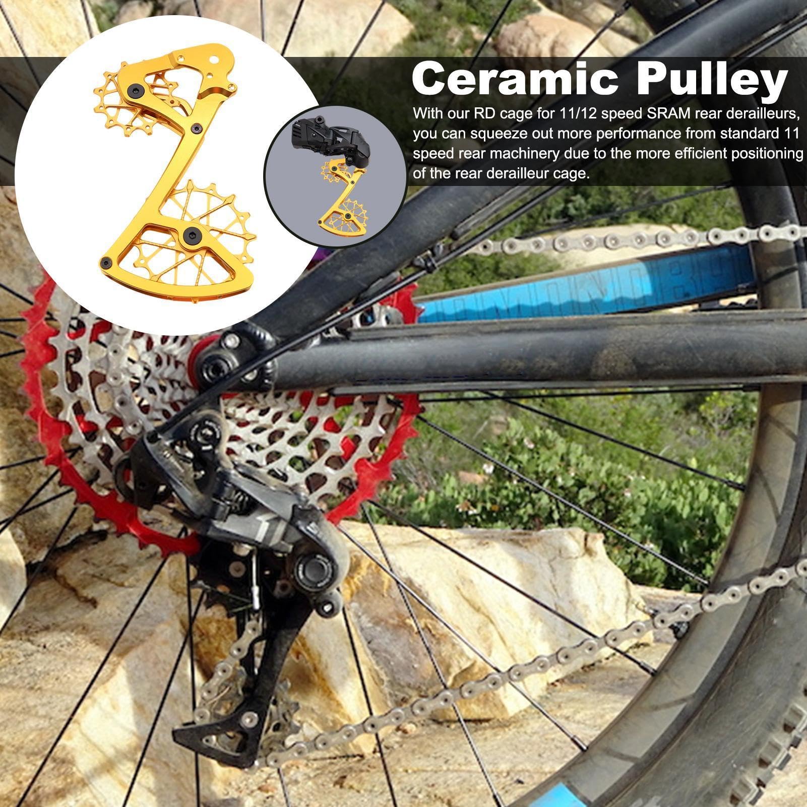 Deragliatore per Bici da Strada Puleggia guida in lega alluminio | Piastra guida Puleggia deragliatore in lega alluminio con cuscinetti ceramici di sostituzione per accessori ciclismo