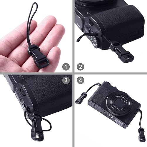 Miniatura 5 de Padwa Lifestyle 4 correas negras de liberación rápida para cámara, adaptador QD Loops, clip de liberación rápida compatible con todas las cámaras