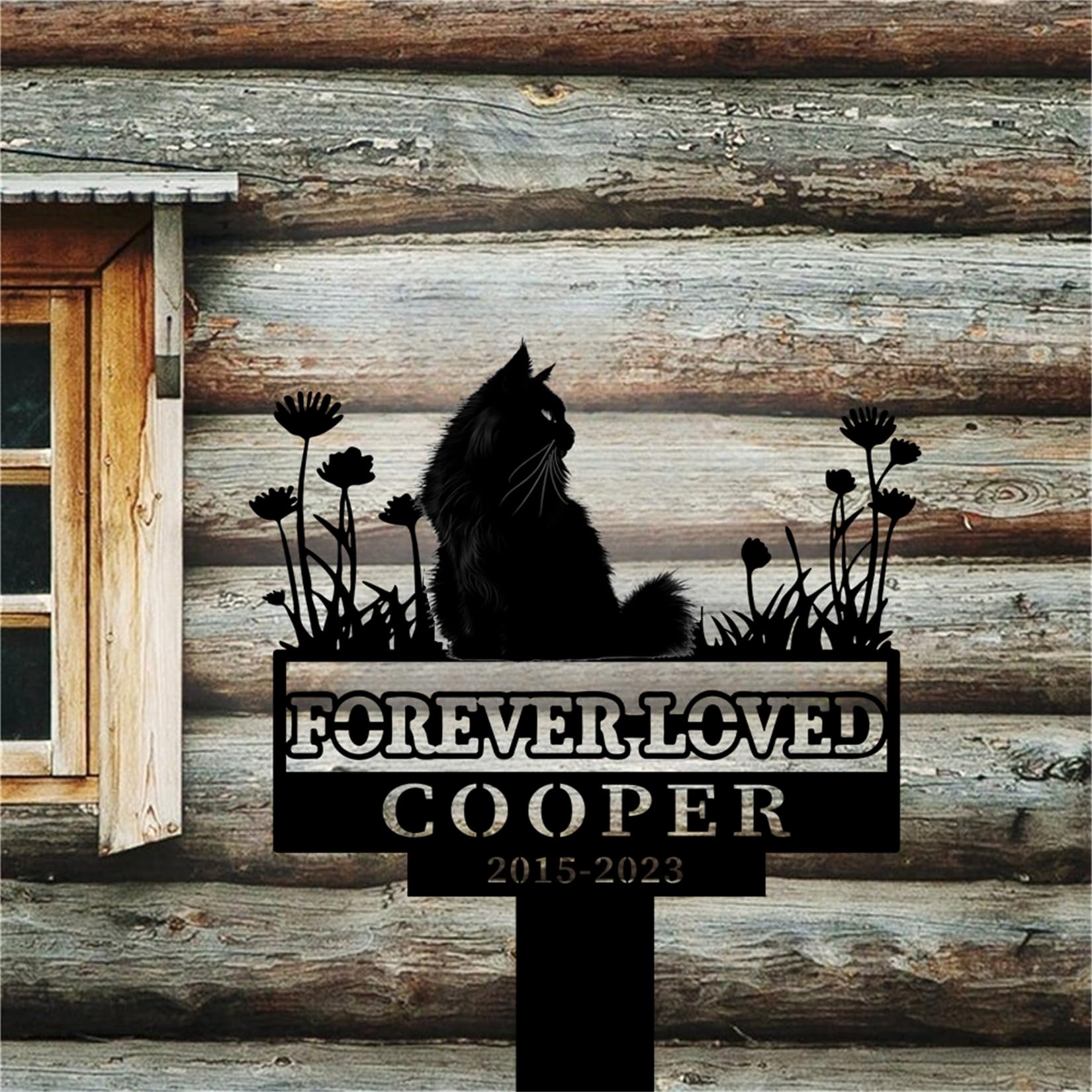 Riaeelvs Personalized Cat Grave Markers Outdoor,Custom Cat Memorial Ornament,Pet Headstones for Graves,Garden Lawn Pet Memorial Plaque,Metal Name Signs Personalized,Pet Memorial Gifts