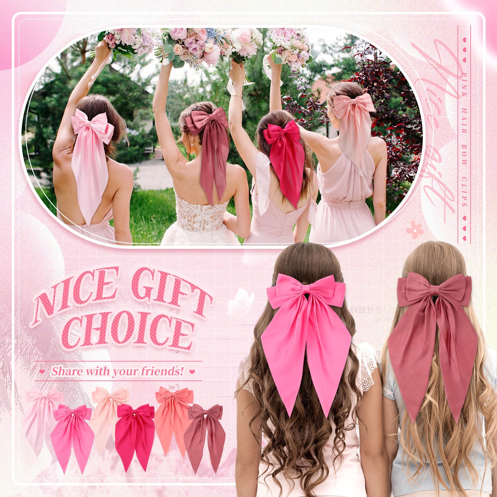 Amazon.com : Yuxung 6 Pcs Coquette Large Pink Bow for Girls Women