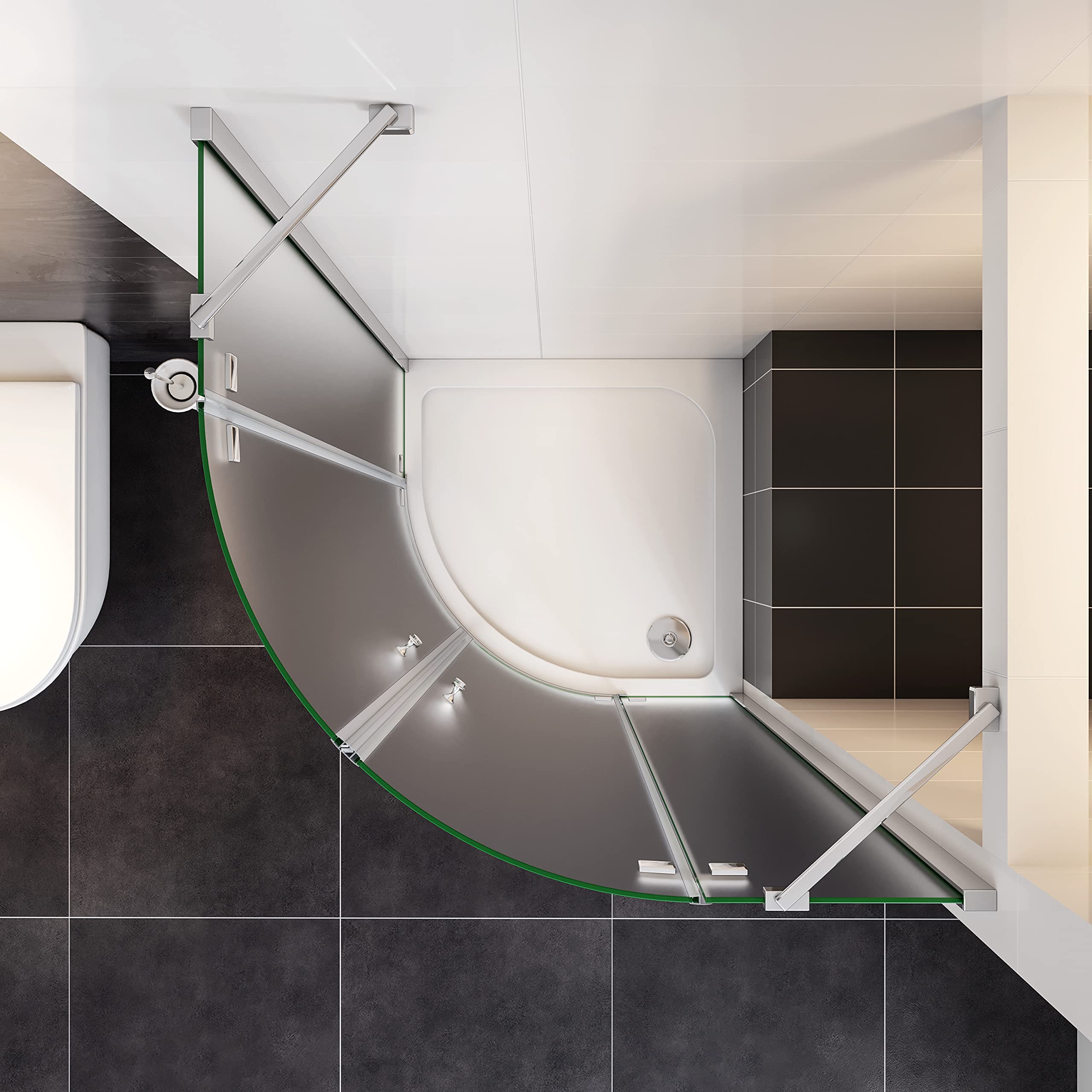 Box Doccia Semicircolare alto 195 cm 80x80 cm Satinto Vetro 6mm