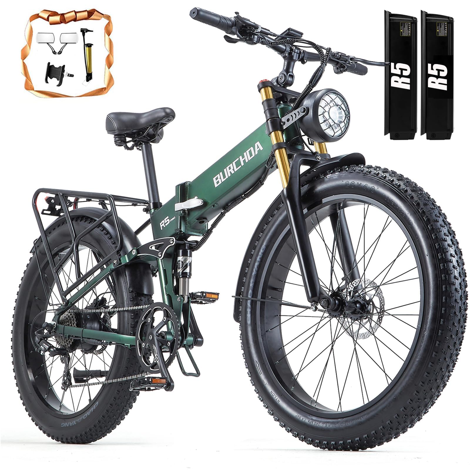 Electric Bike for Adults 3000W/1500W Peak AWD Dual Motor,30+MPH Max Speed & 120 Miles with 48V 60Ah/40Ah/30Ah/20Ah Battery, 26" Fat Tire Full Suspension Dual Hydraulic Brakes Mountain E Bicycle
