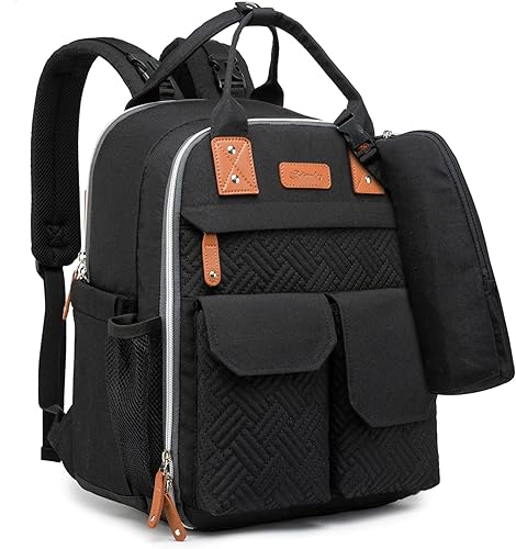 Mochila para pañales de 25 litros de capacidad con cambiador para niños y niñas, cosas esenciales para bebés para mamá, Negro -, Mediana, Classic