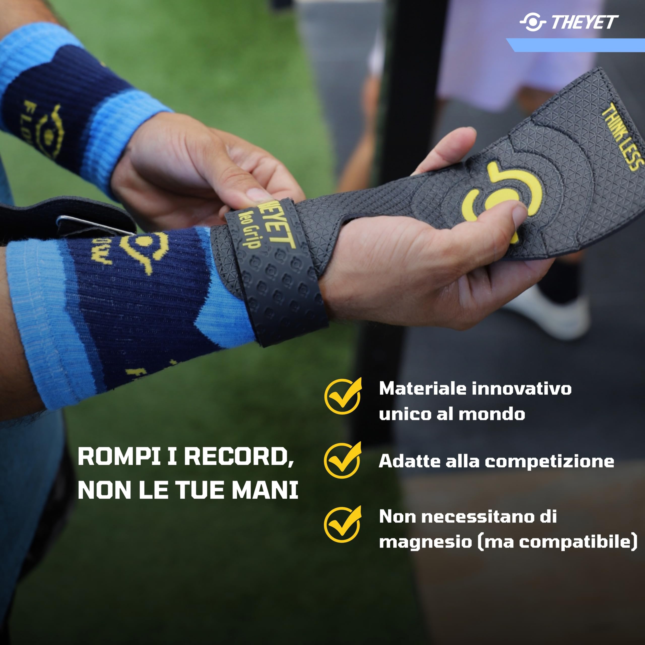 Theyet Paracalli CrossFit Senza Magnesio e Senza Fori | Aderenza massima su sbarre e anelli | Grips Unisex per trazioni e calisthenics | Polsini inclusi