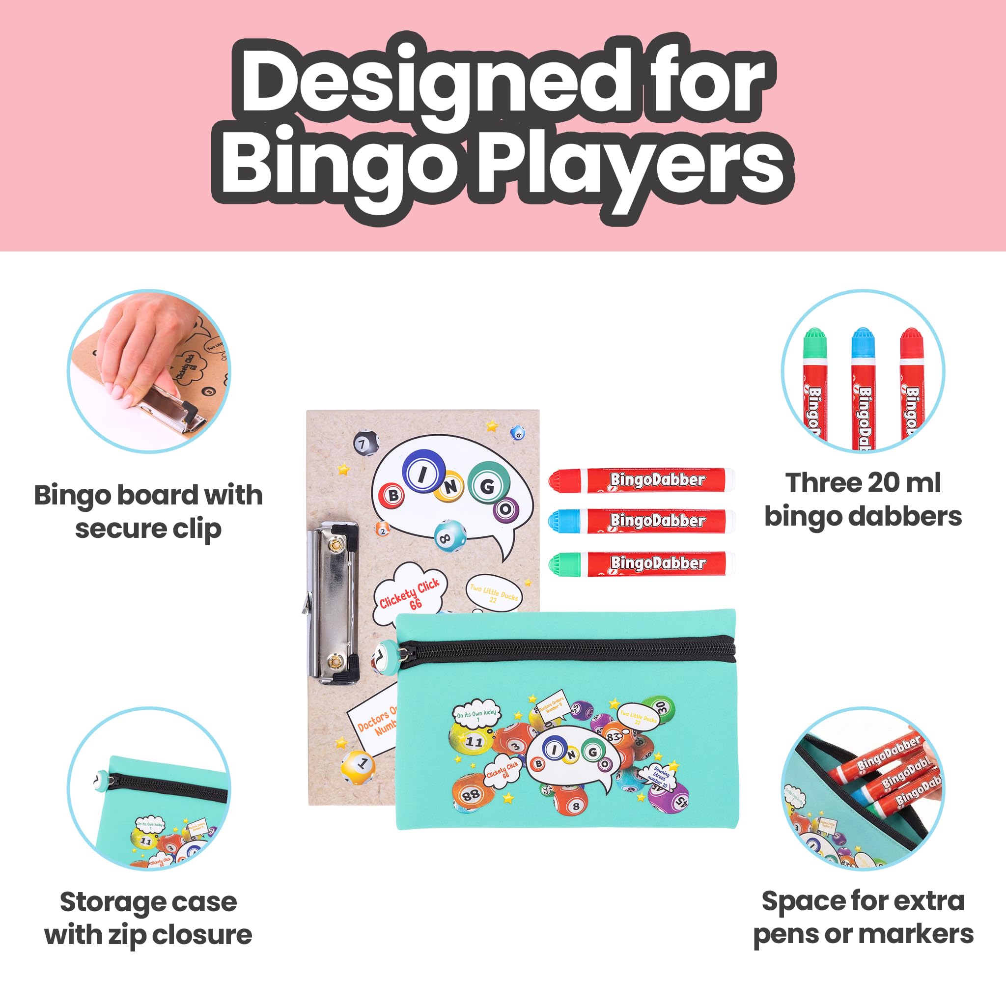 evelay Bingo Dabber Case Holder Gift Set, Teal, 21.5 x 14 cm - Image 4