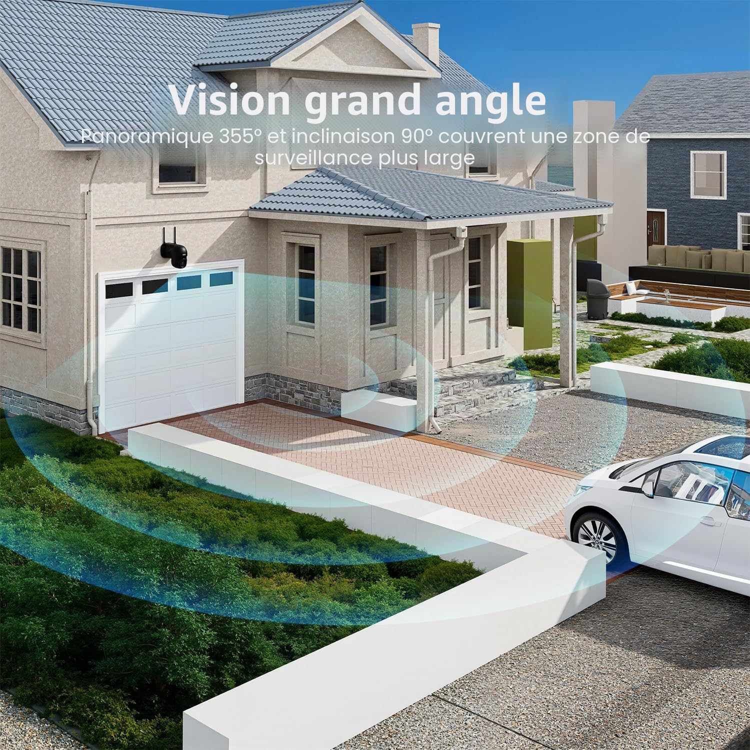 REIGY 8MP Caméra de Surveillance WiFi Extérieure PT 360°, IP Caméra de Sécurité sans Fil(3840 * 2160p) avec Détection Mouvements Vision Nocturne Couleur Audio Bidirectionnel Compatible NVR