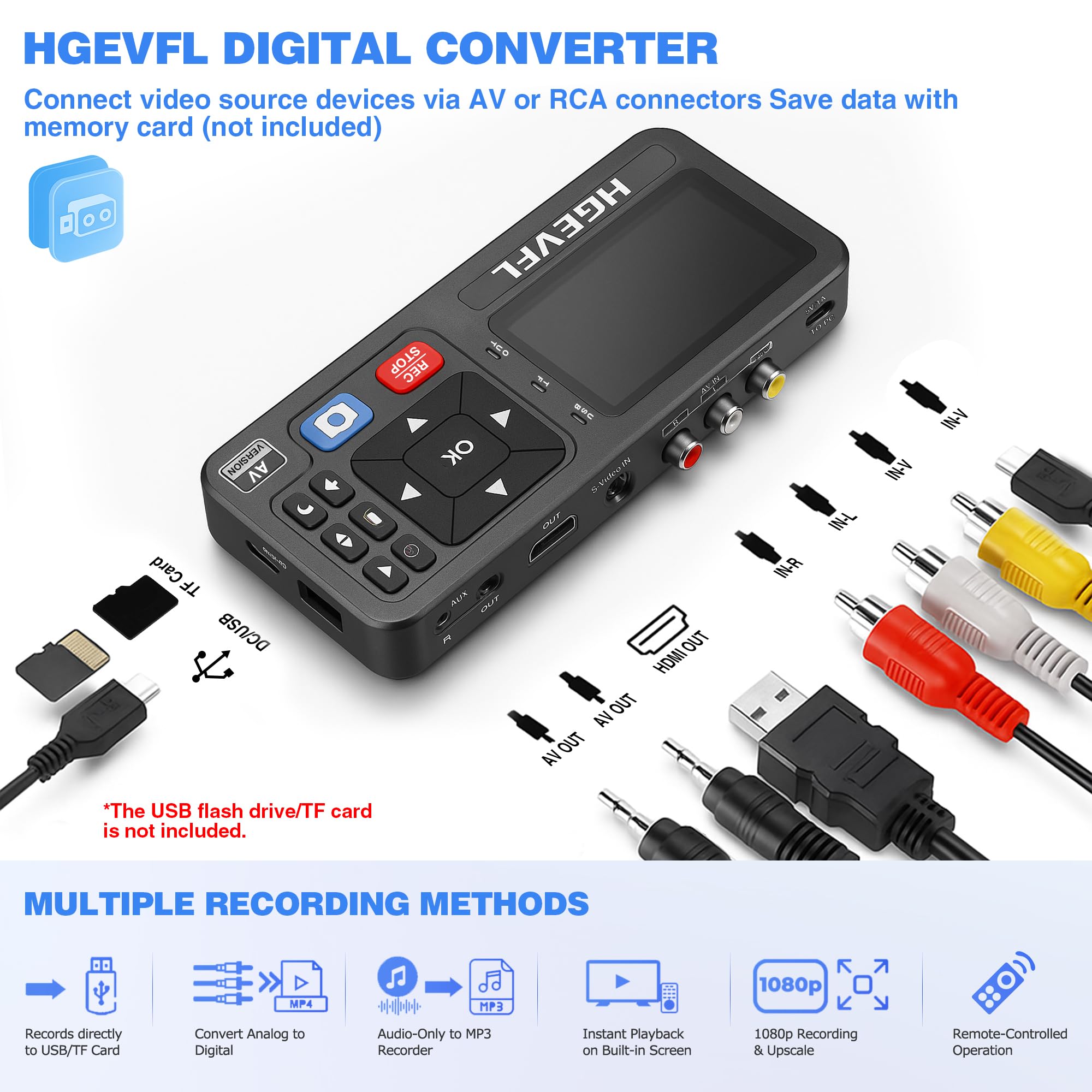Convertidor VHS a digital, negro