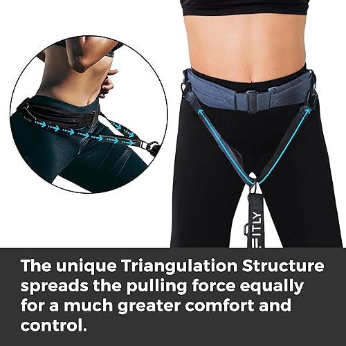 Miniatura 7 de FITLY Cinturón para correr para perros, sistema de distribución de fuerza de doble punto, arnés Canicross manos en HIPS para correr, caminar,