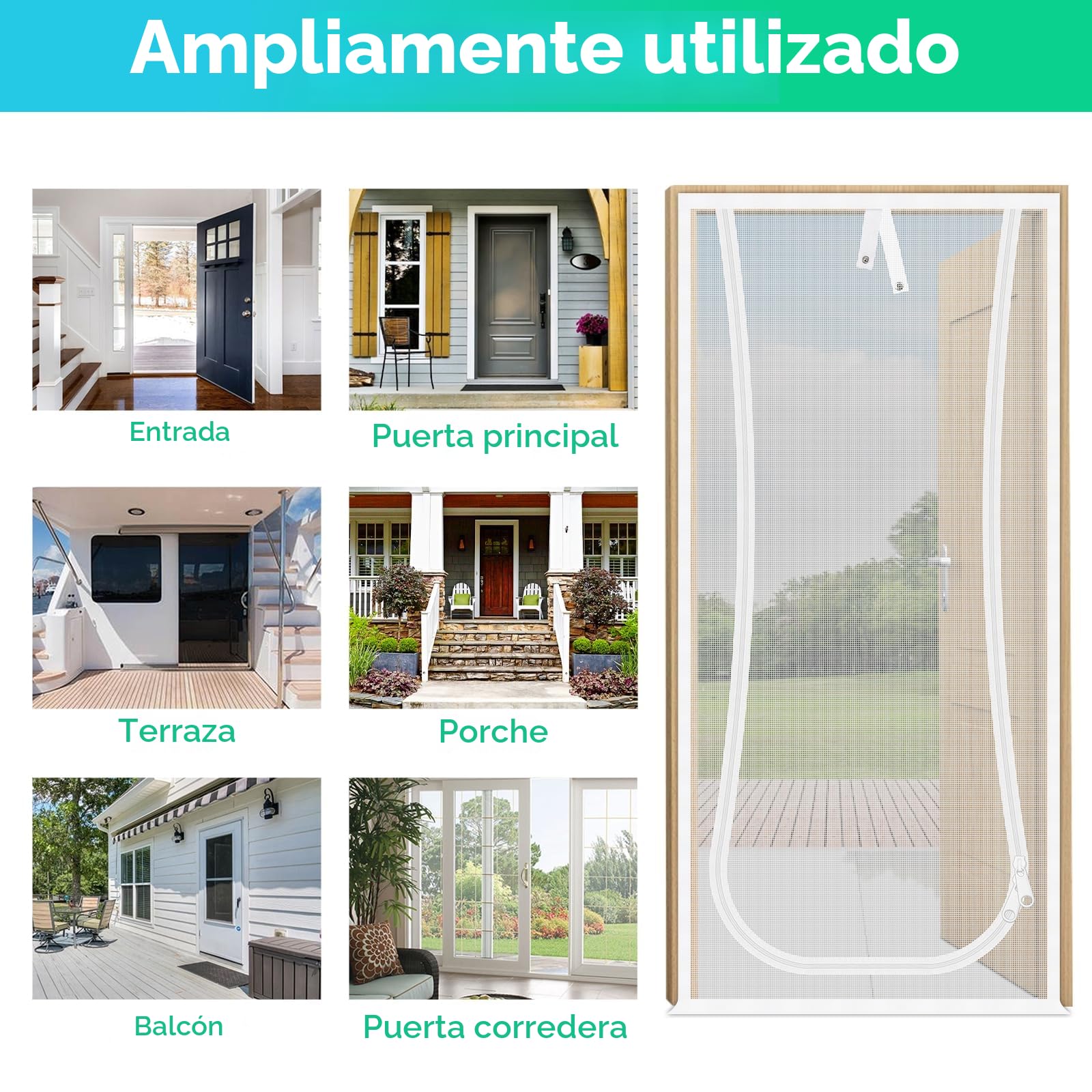 Puerta Mosquitera para Gatos, 81X208cm Puerta de Pantalla de Gato con Cremallera Bilateral, Evita Que los Perros Gatos salgan Corriendo de la casa, Dormitorio, Sala de Estar, Cocina Puerta del Patio