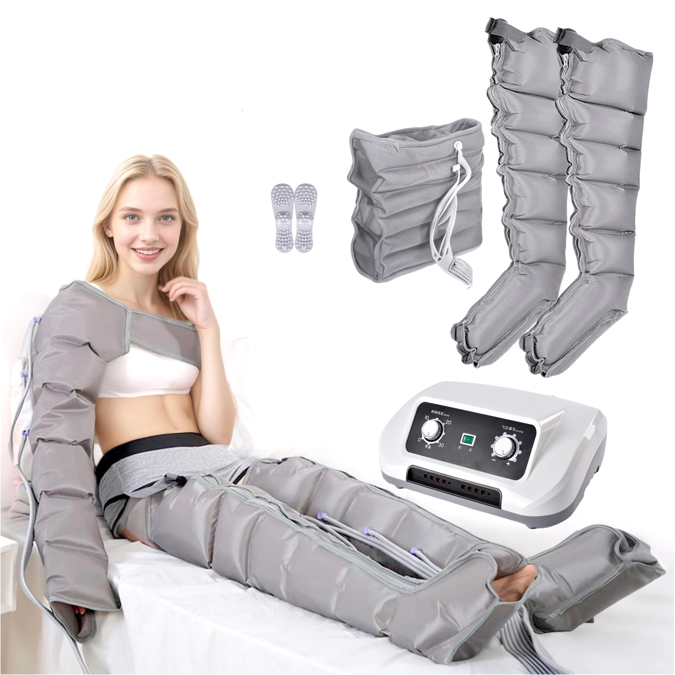 Masajeador presoterapia profesional piernas y abdomen brazos | Profesional Botas Presoterapia Piernas | 6 Cavidades Botas Presoterapia Piernas y Abdomen (6 Cavidades 2 Pierna + abdomen)