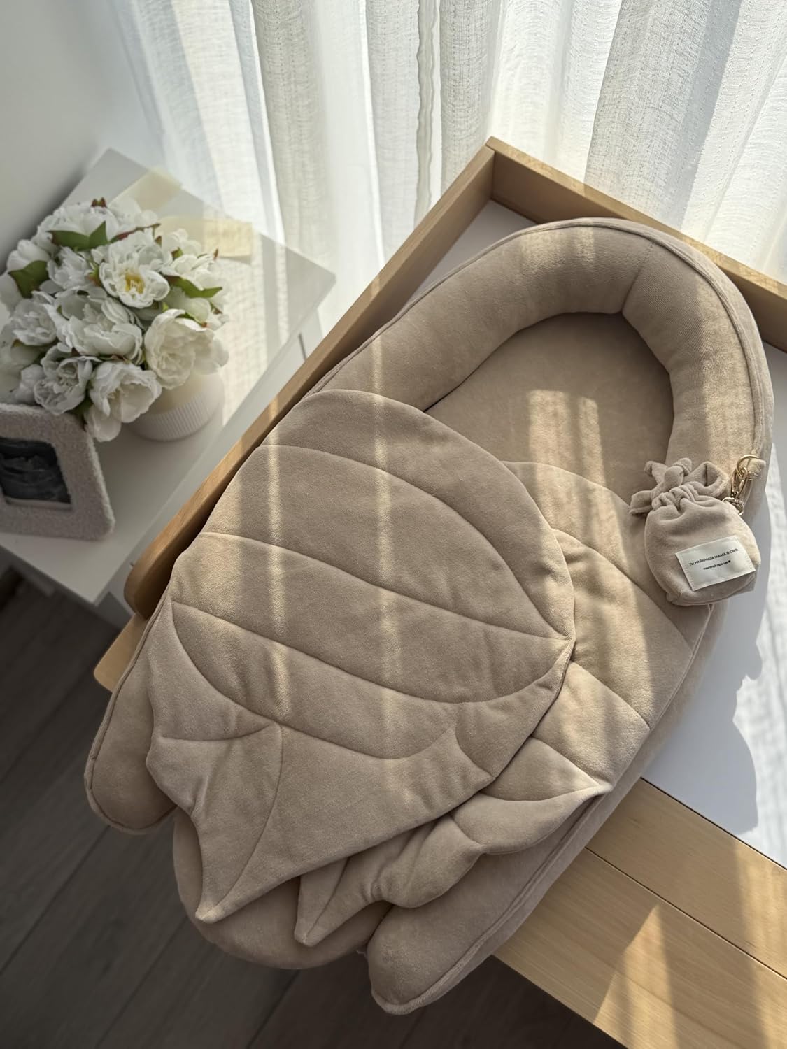 Baby Nest Lounger with Orthopedic Coconut Mattress, Removable Cover, White Noise Sound Machine, Anti Colic Roll, Portable Newborn Cocoon Bed (Maxi)