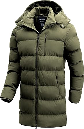 Men's Winter Coat Long Puffer Jacket Waterproof Ski Parka Thicken Insulated Outerwear with Removable Hood