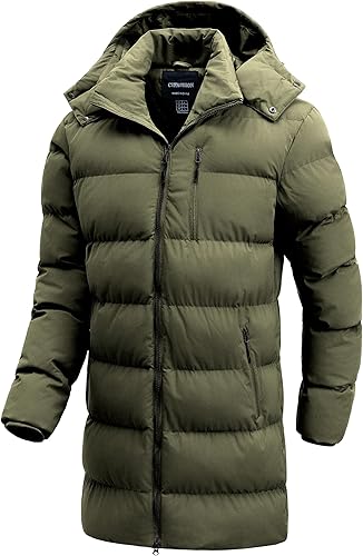 Men's Winter Coat Long Puffer Jacket Waterproof Ski Parka Thicken Insulated Outerwear with Removable Hood