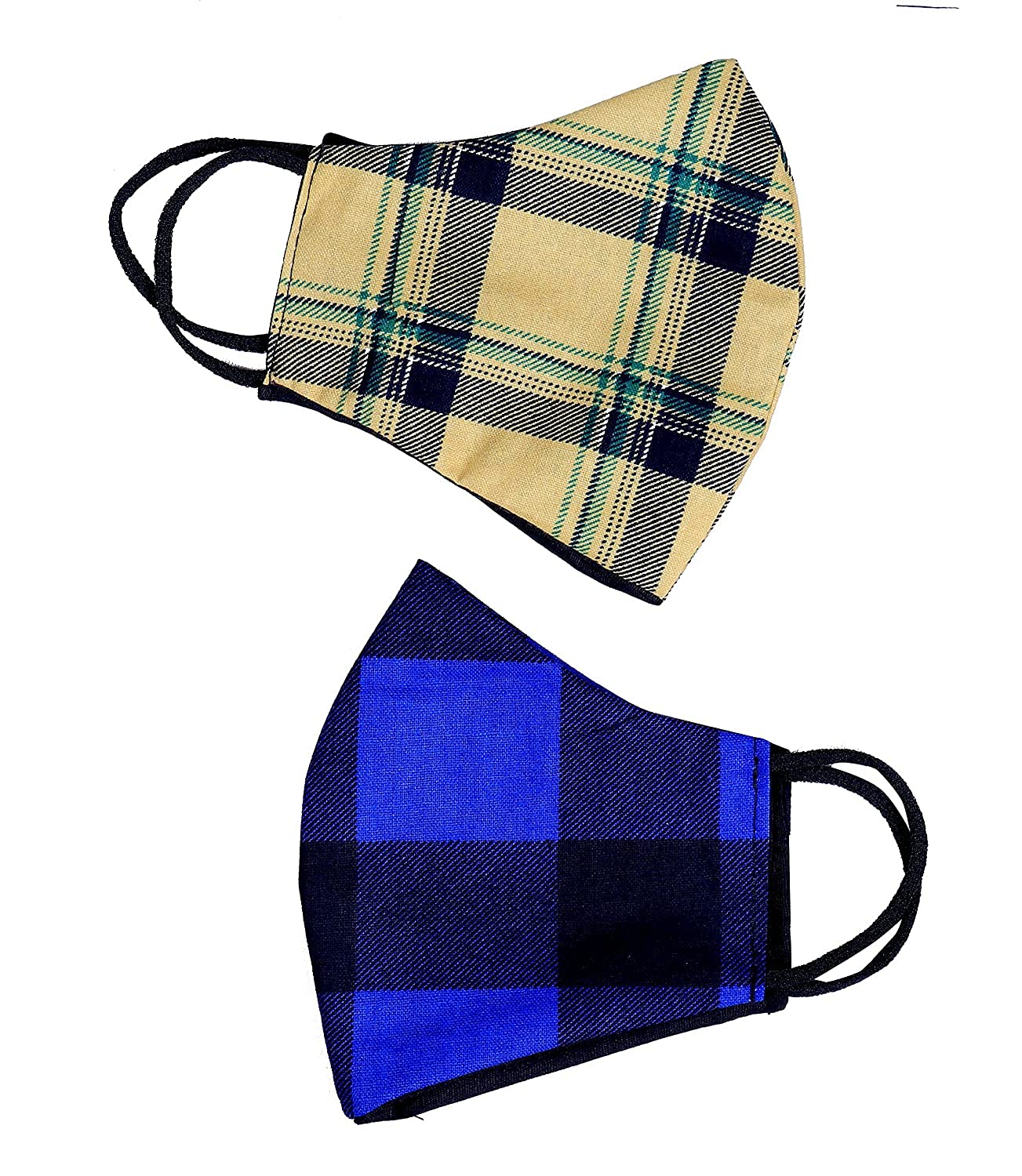 J MOX SALES (Pack Of 5) Cotton Cotton Mask For Men, Anti Pollution 3 Layer 3D Design Chex Mask, Pollution Mask For Men, Women Reusable, Washable Mask For Men, Women,