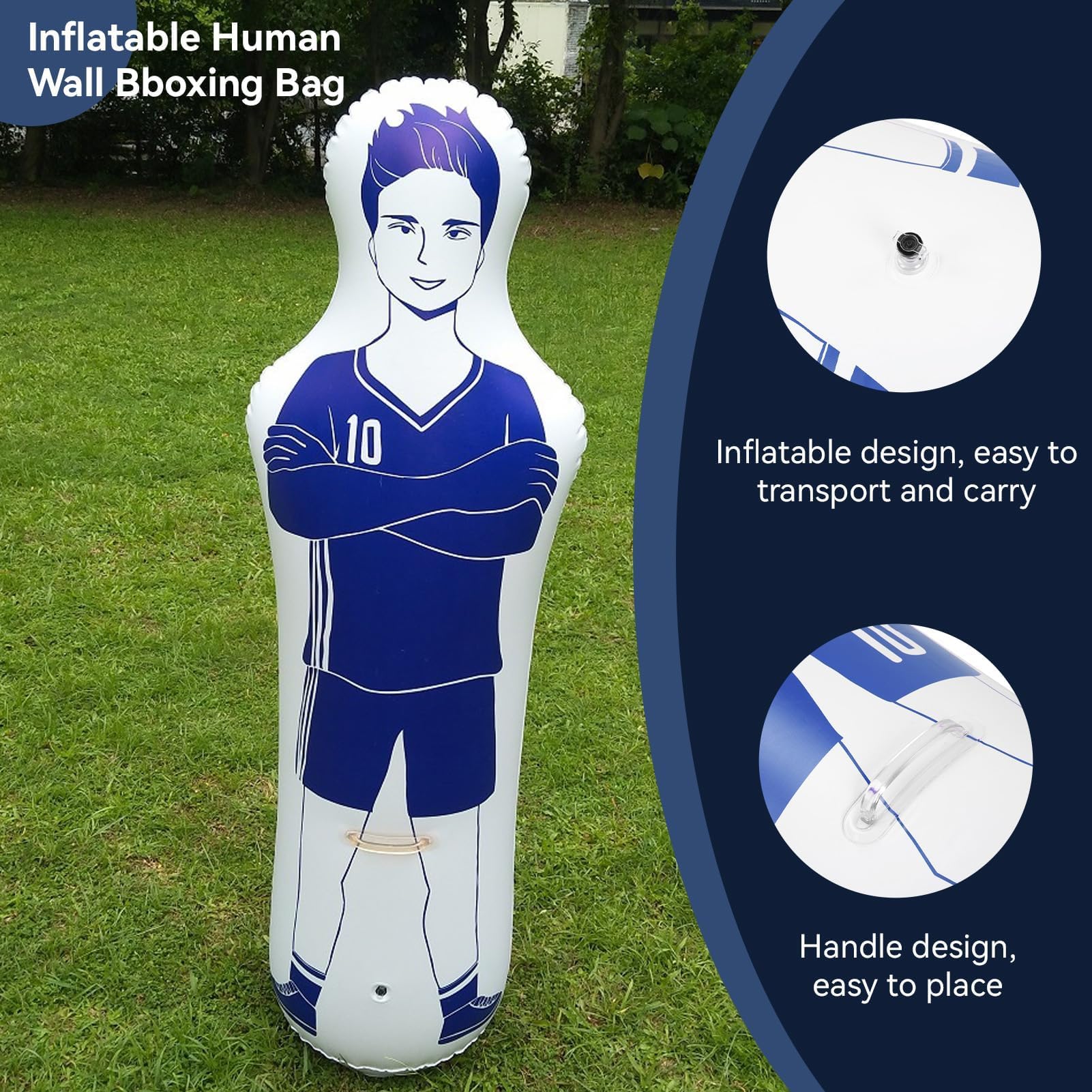 Gardien de But de Football Gonflable, 40x160cm/15,75x62,99 po Bouclier de Mannequin Football Mannequin d'air PVC Défenseur Mural Entraînement de Gardien pour Enfants Adultes (4Pcs)