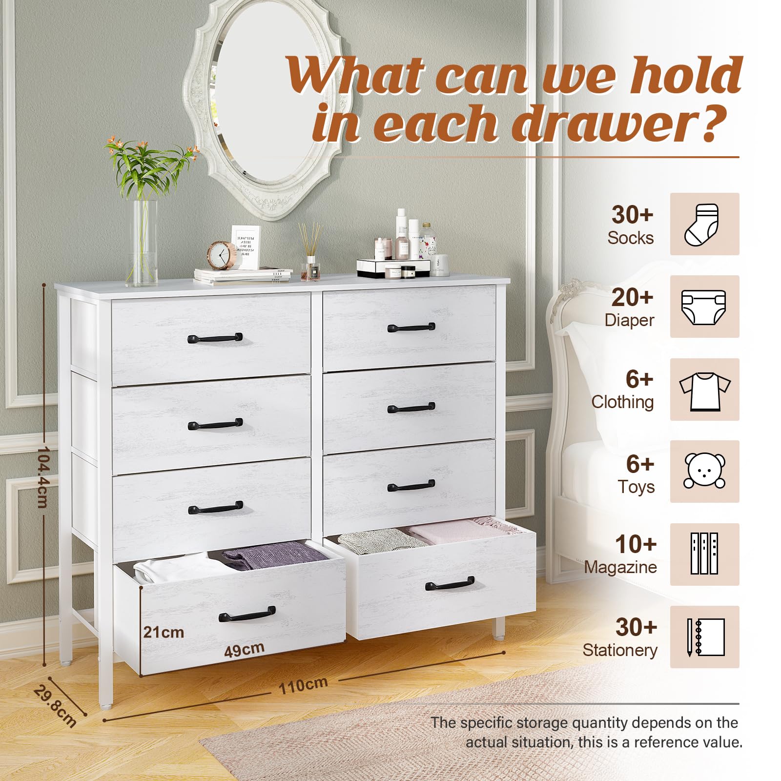 Coleshome Kommode Mit 6 Stoffschubladen - Retro Kommode 80x28,5x122cm Für Schlafzimmer