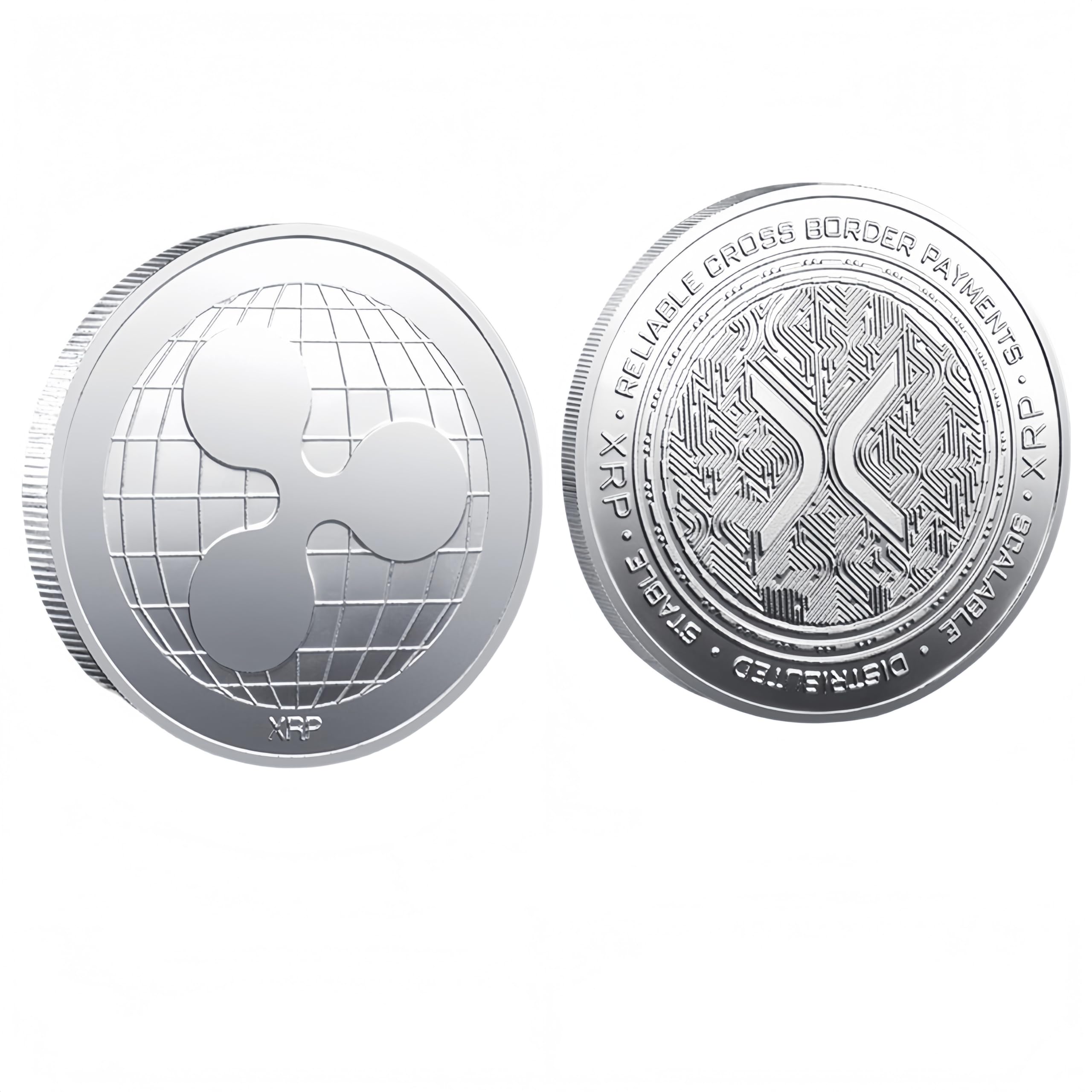 Xrp Coin Physical Crypto Tokens - 2 Piece Silver Commemorative Ripple Cryptocurrency  Coins Ripple Crypto Collectibles