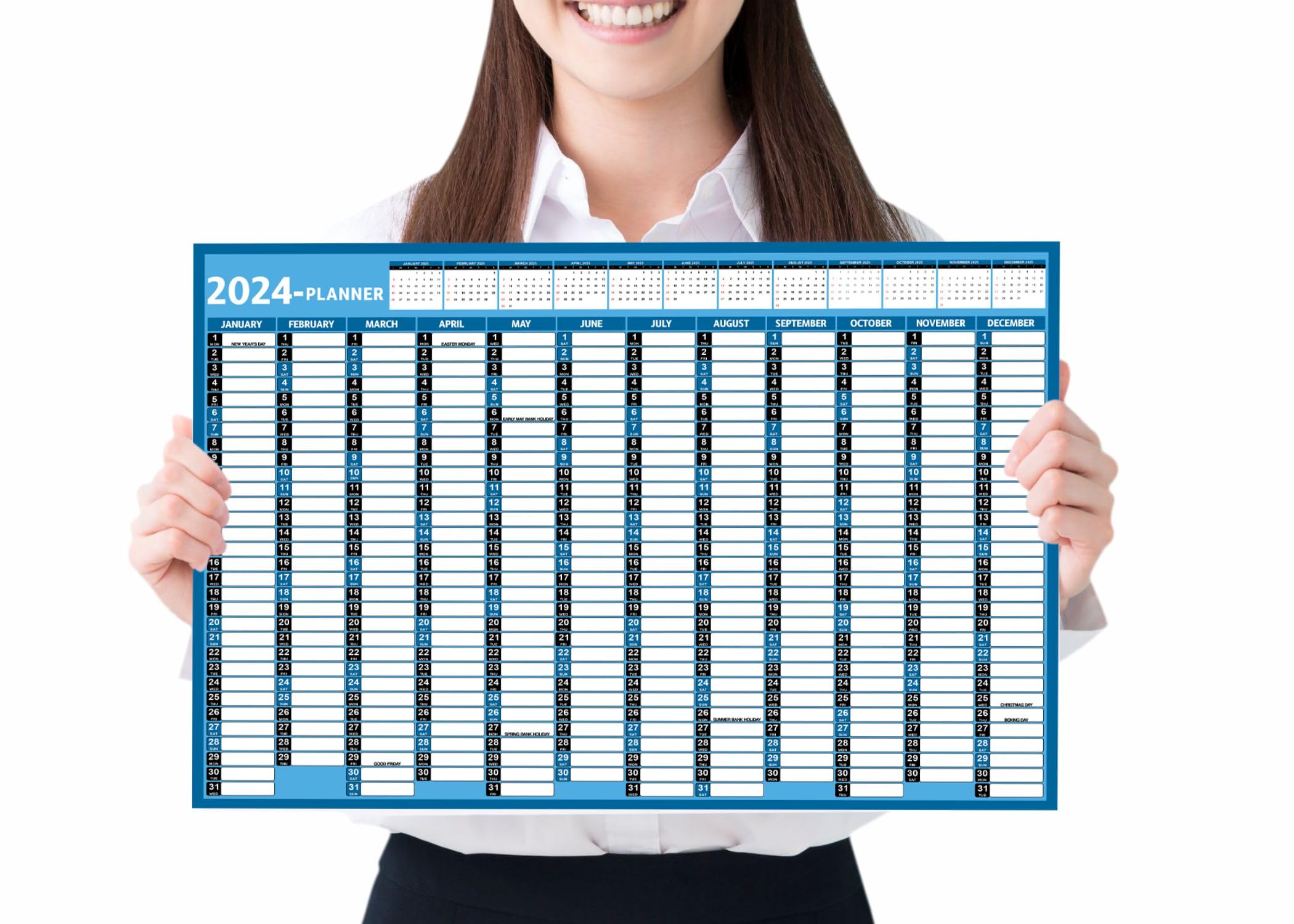 A3 Wall Planner Calendar 2024 Wall Planner Calendar A3 2024 Size 42.0 x29.7cm Yearly Home Desk Office Jan to Dec Academic Wall Planner Family calendar 2024 Calendar Planner Blue And Black