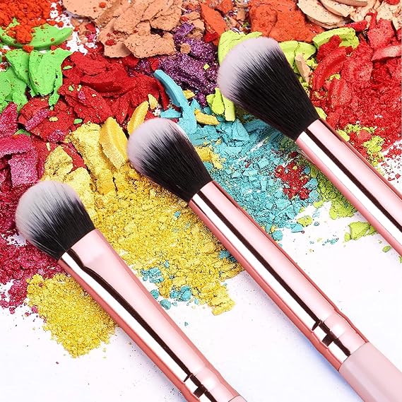 MSQ Eye Makeup Brushes 8pcs Eyeshadow Makeup Brushes Set with Soft Synthetic Hairs & Real Longer Wood Handle for Eyeshadow, Eyeliner, Blending, Lip(pink)