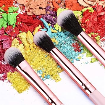 MSQ Eye Makeup Brushes 8pcs Eyeshadow Makeup Brushes Set with Soft Synthetic Hairs & Real Longer Wood Handle for Eyeshadow, Eyeliner, Blending, Lip(pink)