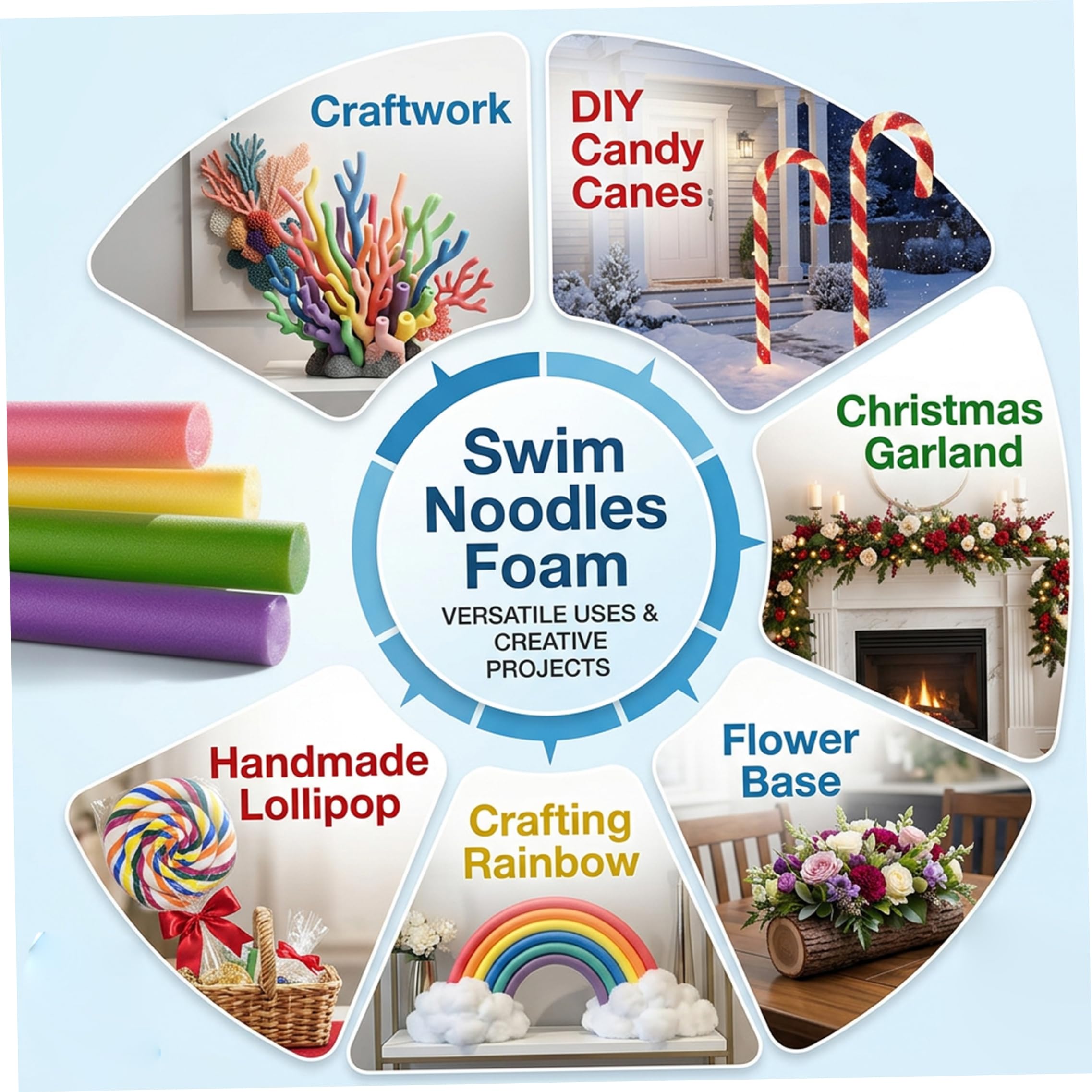 Fideos de Espuma de 4 Piezas Fideos flotantes de Piscina de Alta flotabilidad para Actividades acuáticas en la Piscina de Playa 59 Pulgadas