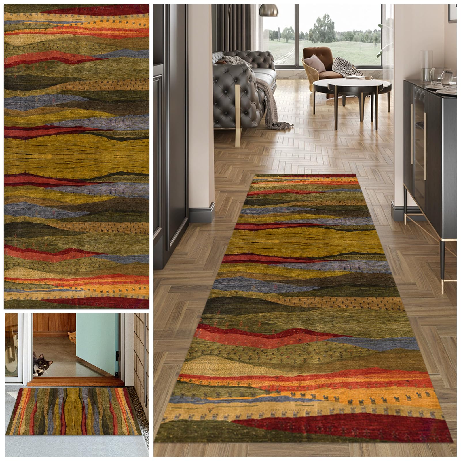 Carpet Runners for Hallways 90 x 250 cm Non Slip Carpet Runner Absorbent Carpet Floor Mat Machine Washable Kitchen Runner Rug Long Hallway Hall Runner Narrow Rugs Area Rug Runner Rug for Hallway