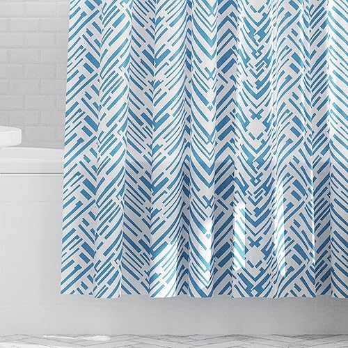 Miniatura 6 de Zenna Home Cory Chevron - Cortina de ducha impermeable de PEVA, gris y azul, 70 x 72 pulgadas
