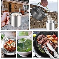 Vista 7 de Odoland 16pcs Camping Cookware Mess Kit, Lightweight Pot Pan Mini Stove with 2 Cups, Fork Spoon Kits for Backpacking, Outdoor Camping Hiking and