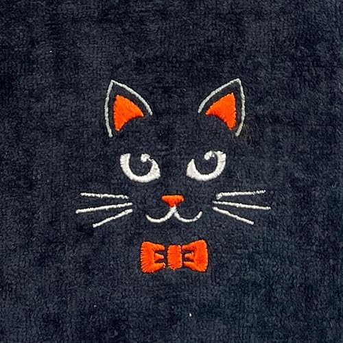 Miniatura 7 de Fall Home Decor - Toallas de mano para Halloween con diseño de gato negro bordado, algodón aterciopelado de felpa negra, 18 x 12 pulgadas, juego de 2